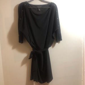 WHBM Front Tie Dress Quarter Sleeves with Buttons